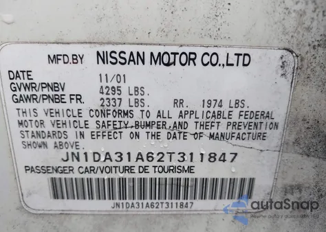 2002 Nissan Maxima Se from USA, damaged, VIN JN1DA31A62T311847